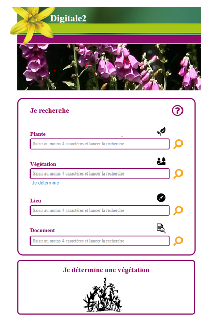 Nouveau menu sur Digitale2 : "Je détermine une végétation"