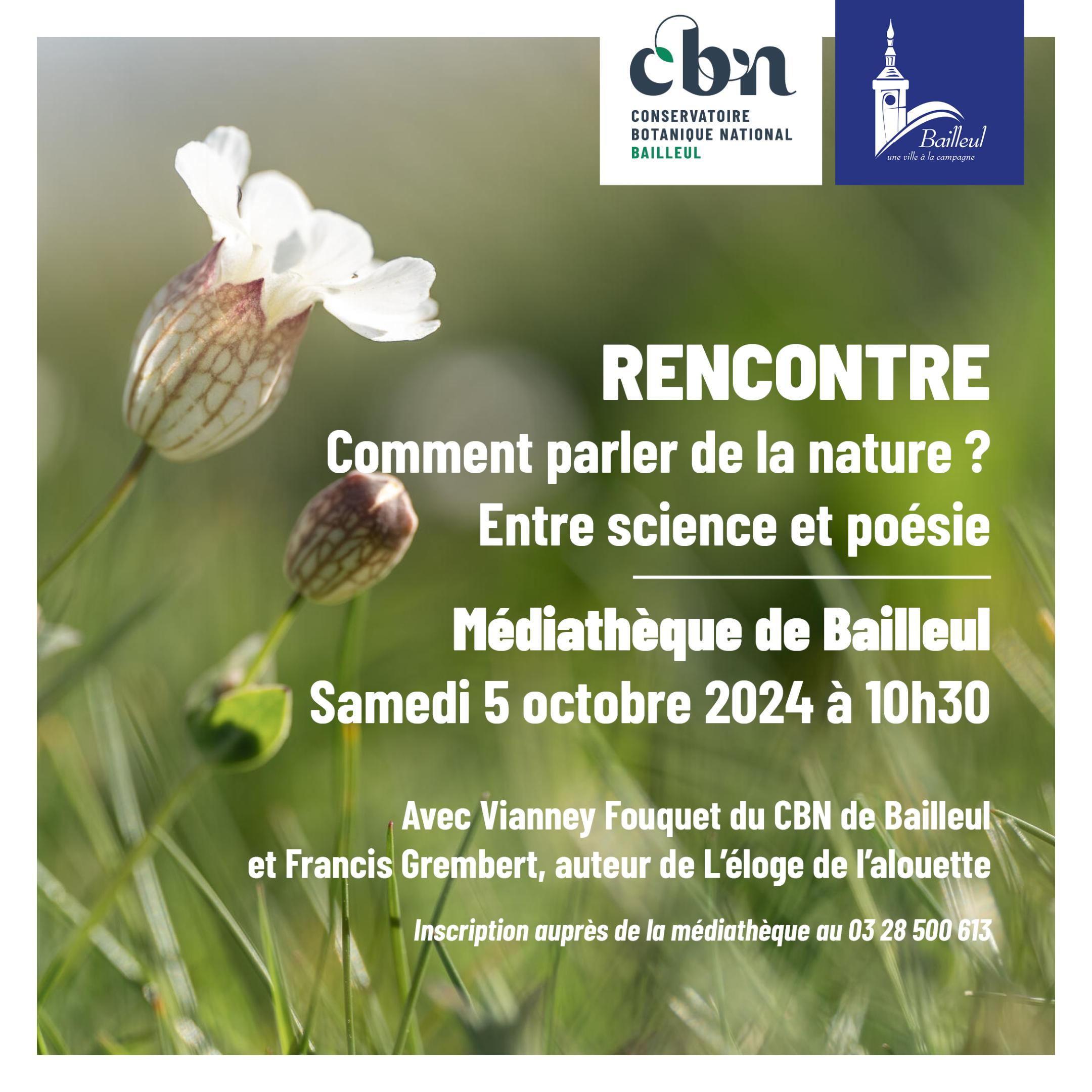 Rencontre "Comment parler de la nature ?" à la médiathèque de Bailleul (Nord)