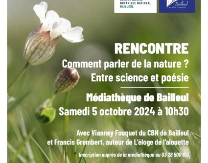 Rencontre "Comment parler de la nature ?" à la médiathèque de Bailleul (Nord)